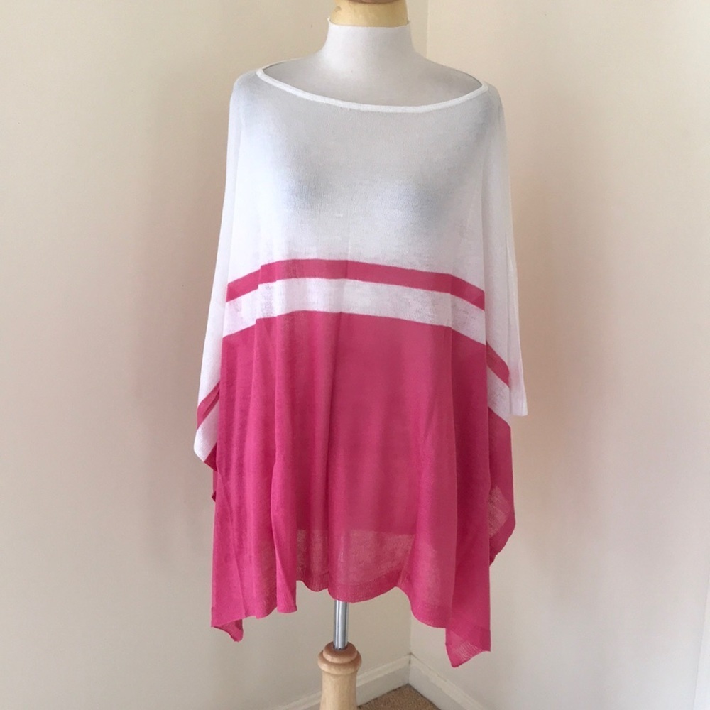 CHAPS OS white with pink combo cover up / poncho